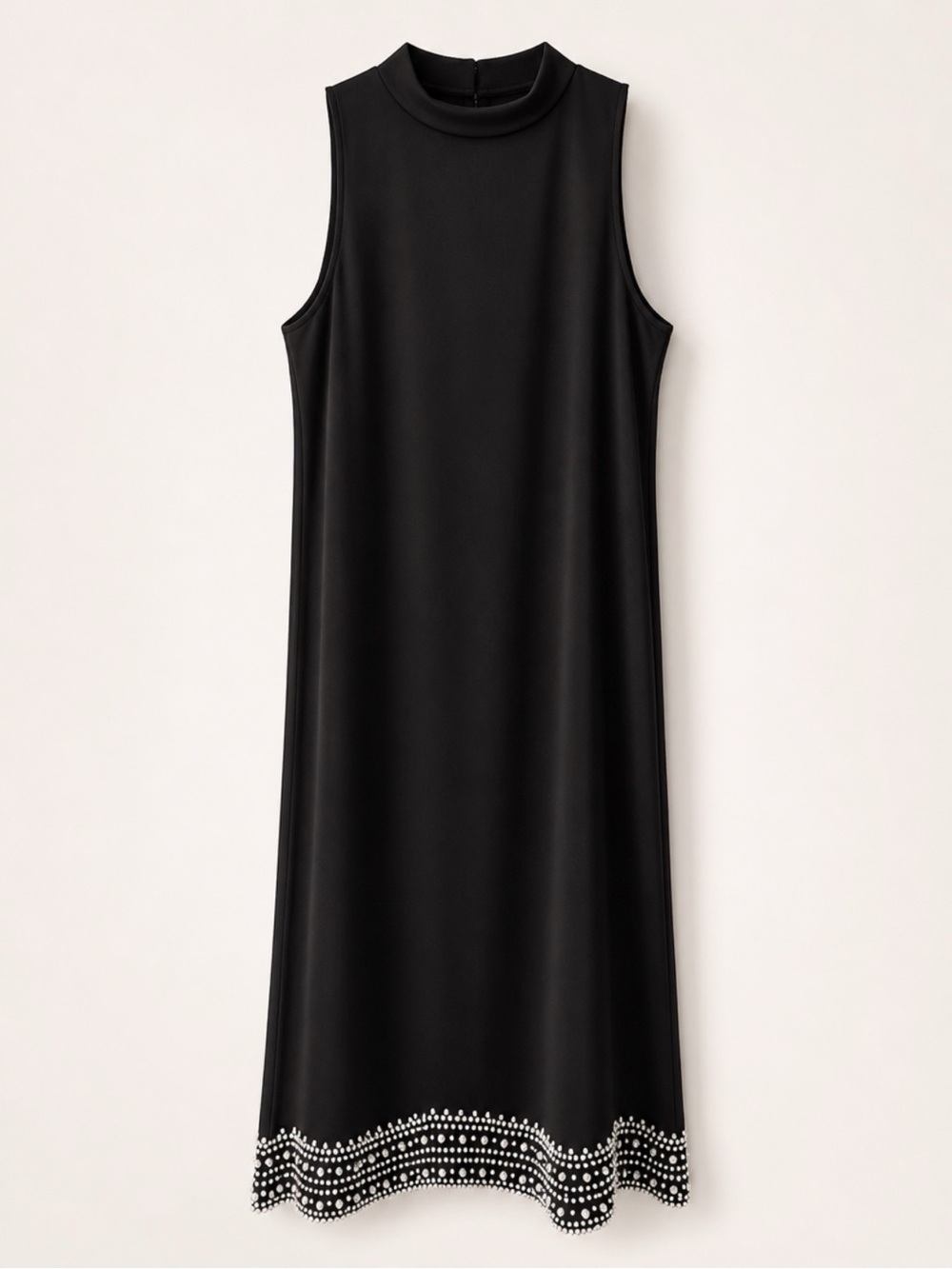 Annalee + Hope black midi dress with pearl trim. Size: S